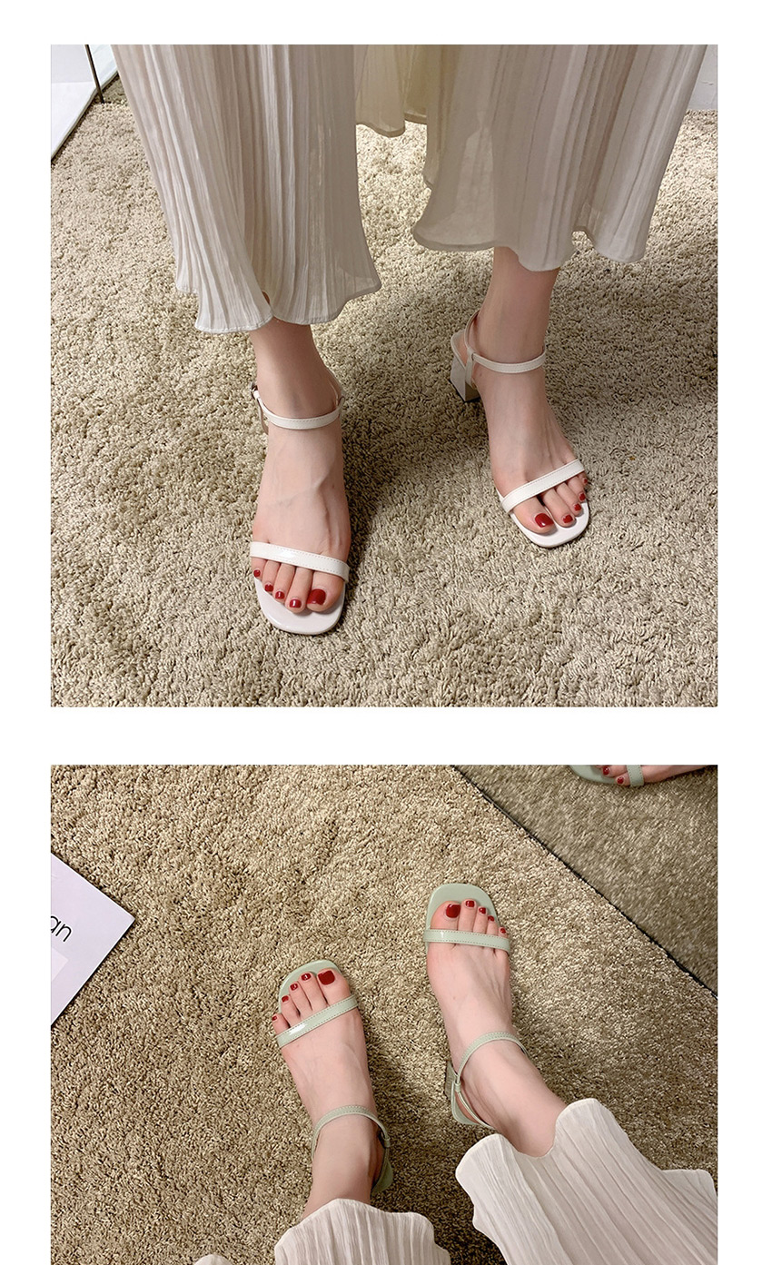 Fashion Beige Square High-heeled Sandals,Slippers