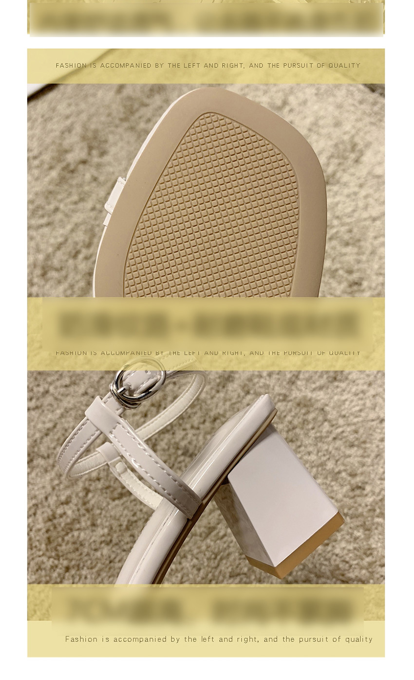 Fashion Beige Square High-heeled Sandals,Slippers