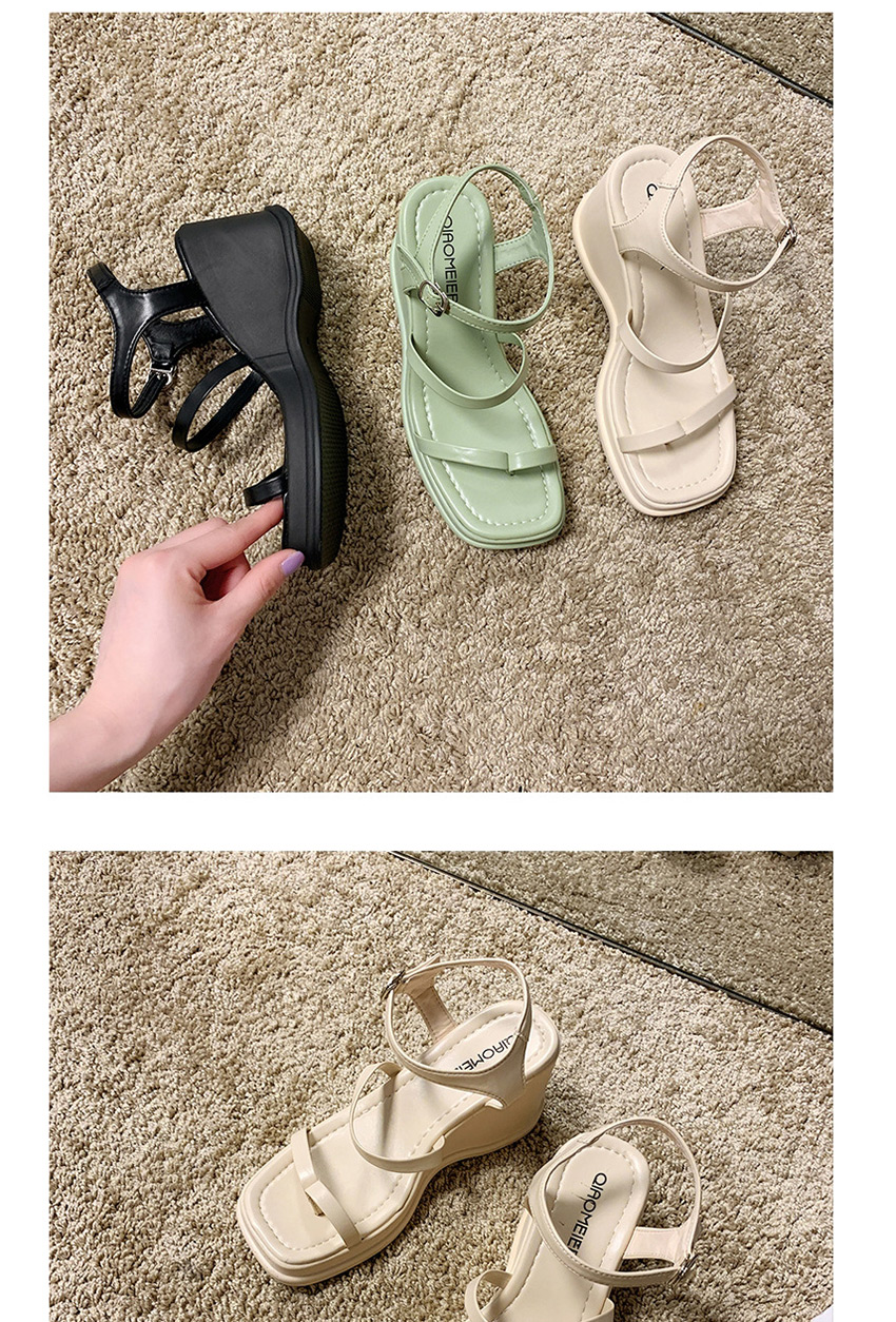 Fashion Beige Platform Buckle High-heel Toe Sandals,Slippers