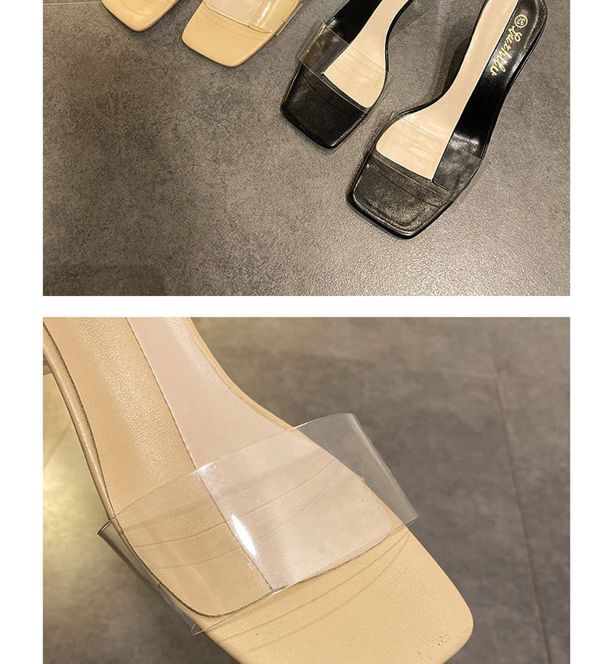 Fashion Apricot Thick Heel Non-slip Transparent Sandals,Slippers