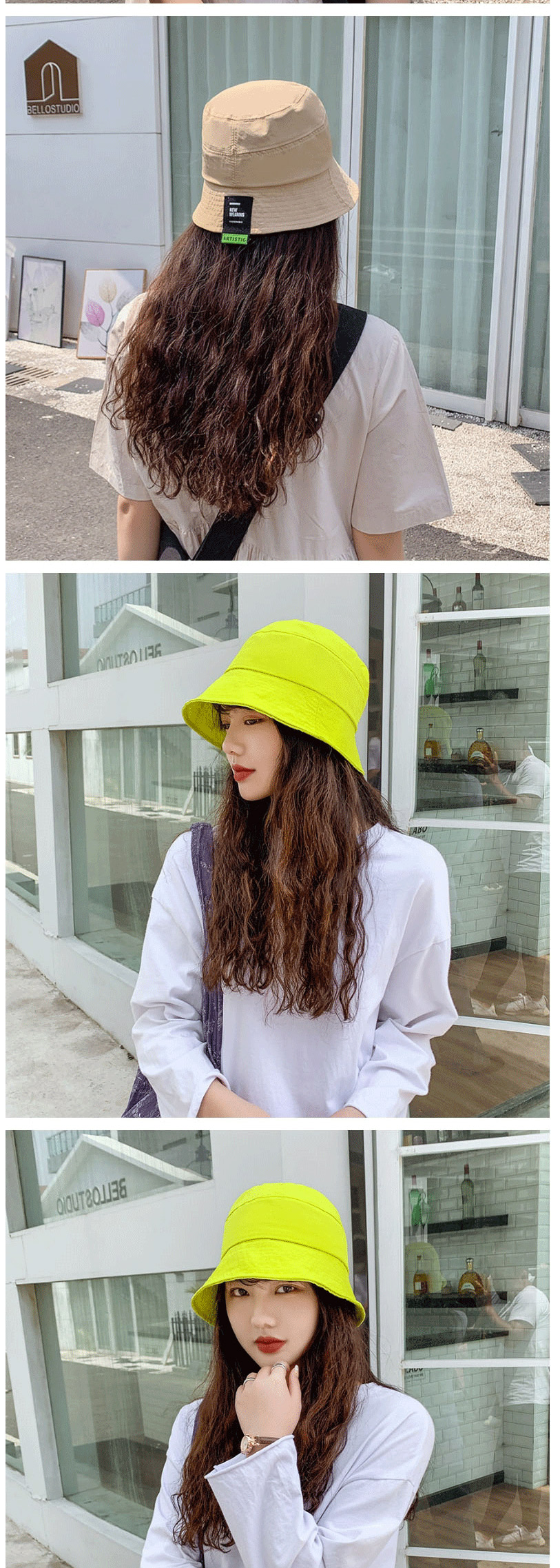 Fashion Fluorescent Yellow Sunshade Sunscreen Solid Color Fisherman Hat,Sun Hats