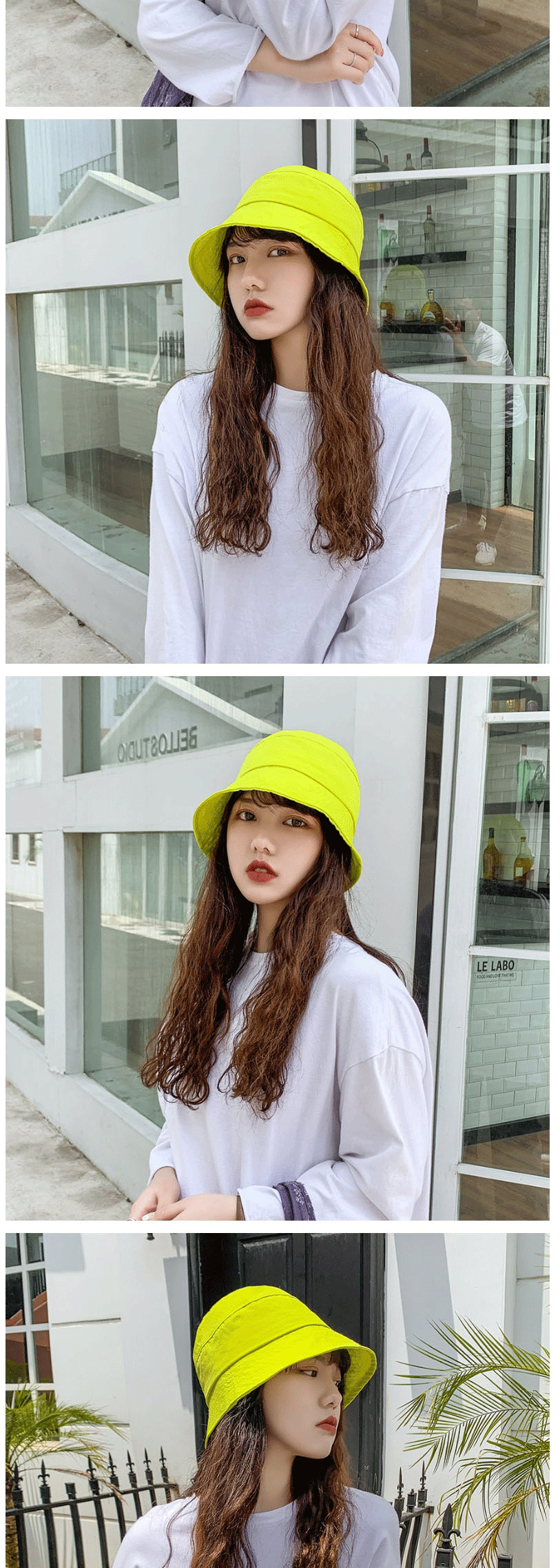 Fashion Fluorescent Yellow Sunshade Sunscreen Solid Color Fisherman Hat,Sun Hats