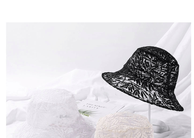 Fashion Black Thin Lace Embroidered Breathable Fisherman Hat,Sun Hats