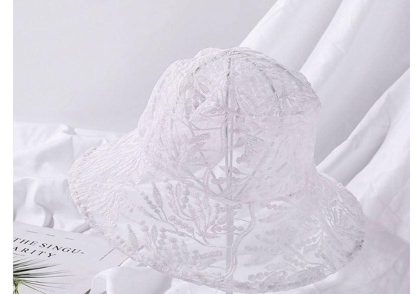 Fashion White Thin Lace Embroidered Breathable Fisherman Hat,Sun Hats