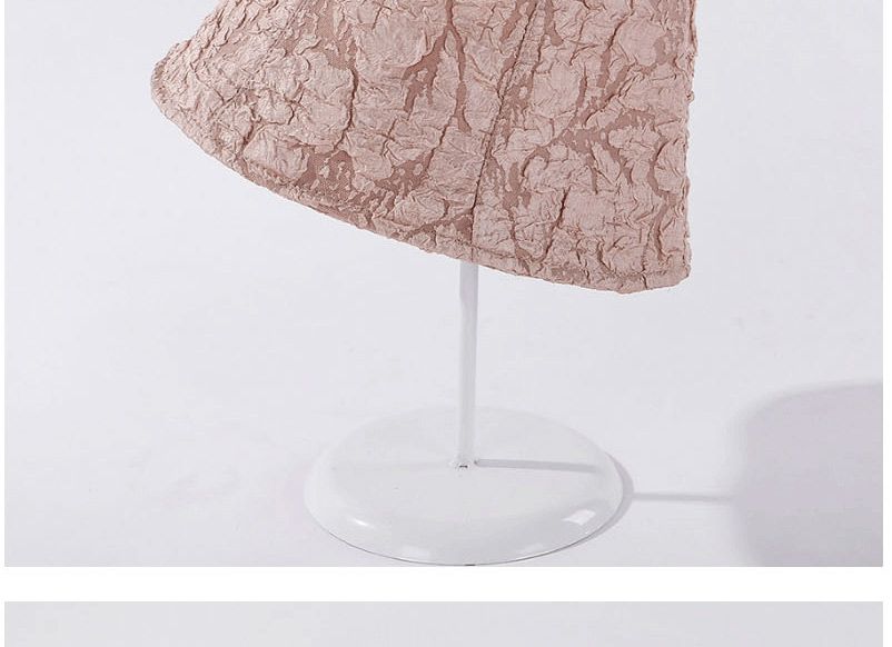 Fashion Champagne Pleated Breathable Solid Color Bucket Hat,Sun Hats