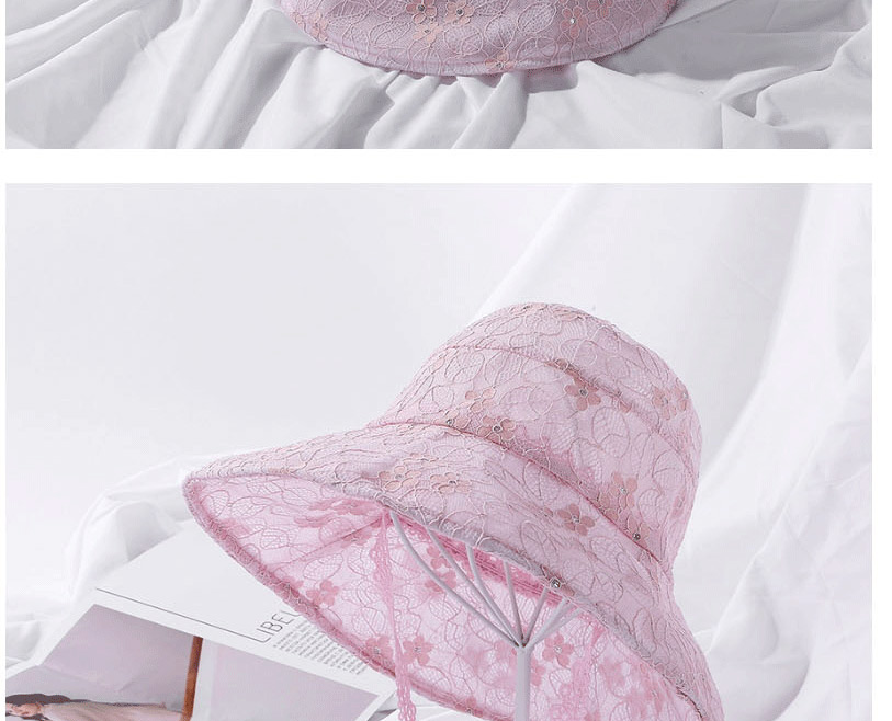 Fashion Pink Sequin Lace Sunscreen Fisherman Hat,Sun Hats