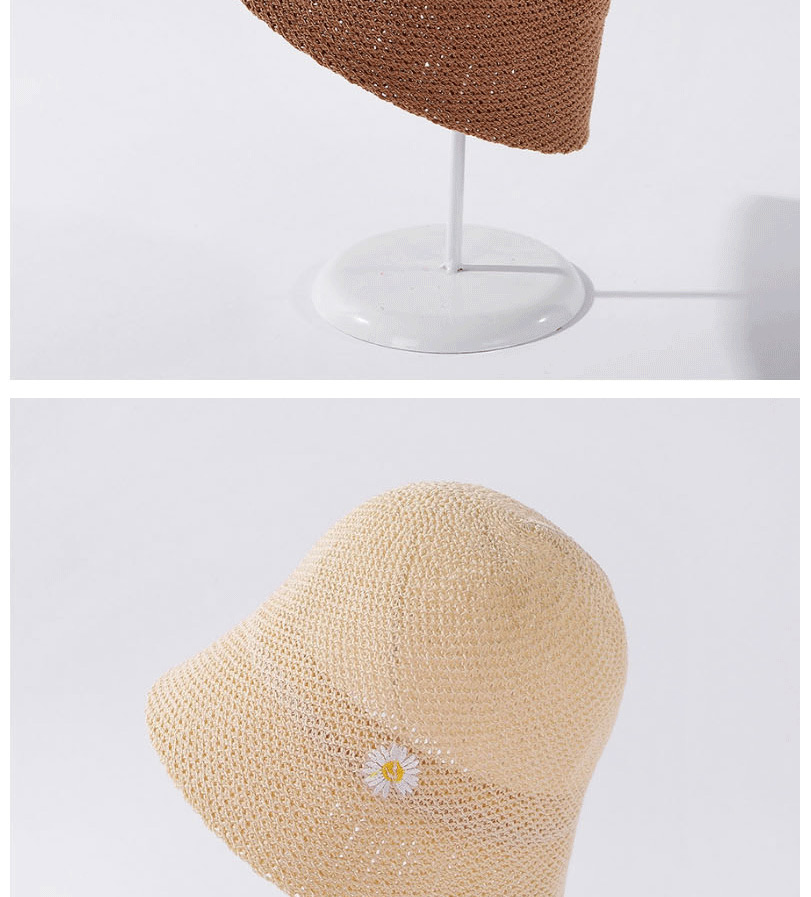 Fashion Black Daisy Embroidered Fisherman Hat,Sun Hats