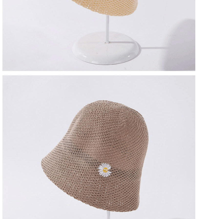 Fashion Chrysanthemum Pink Daisy Embroidered Fisherman Hat,Sun Hats