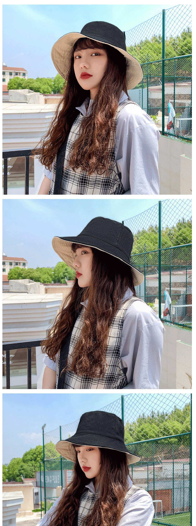 Fashion Khaki Cotton Shading Double-sided Wearing Fisherman Hat,Sun Hats