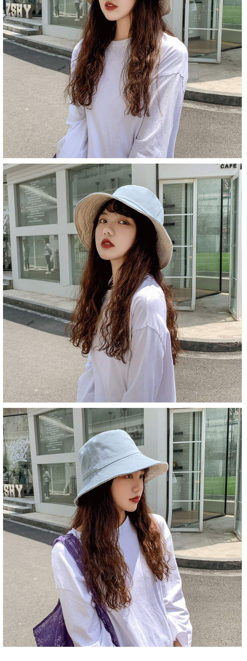 Fashion Blue Cotton Shading Double-sided Wearing Fisherman Hat,Sun Hats