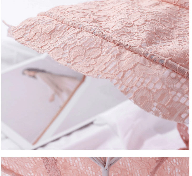 Fashion Pink Lace Lightweight Breathable Tether Straps Big Brim Cap,Sun Hats