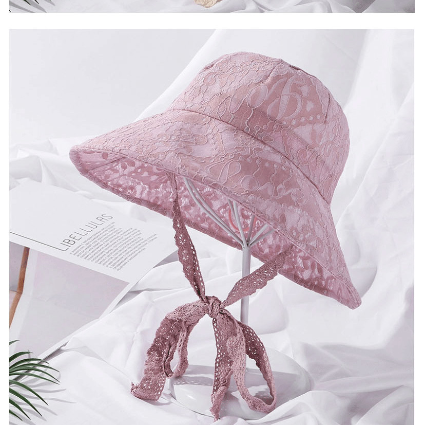 Fashion Khaki Pearl Lace Tethered Fisherman Hat,Sun Hats