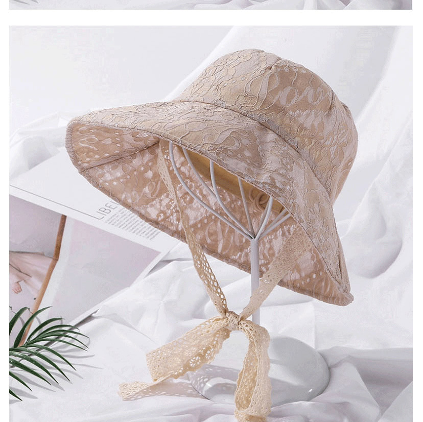 Fashion Lotus Color Pearl Lace Tethered Fisherman Hat,Sun Hats