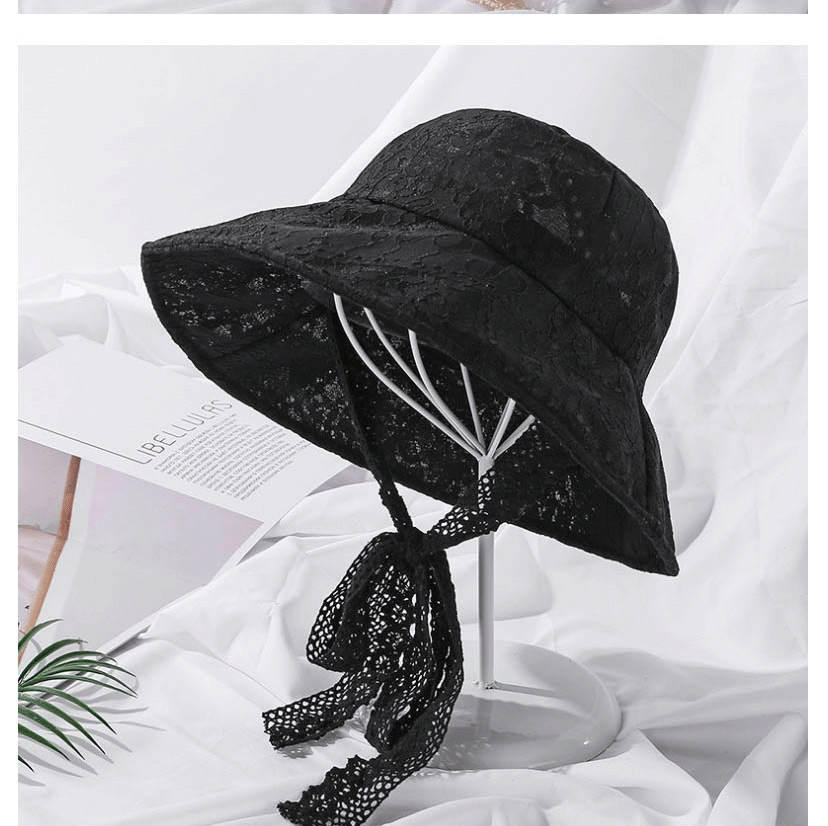 Fashion White Pearl Lace Tethered Fisherman Hat,Sun Hats