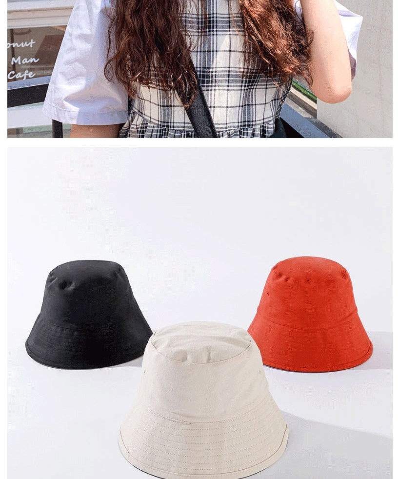 Fashion Black Wear Solid Color Cotton Fisherman Hat On Both Sides,Sun Hats
