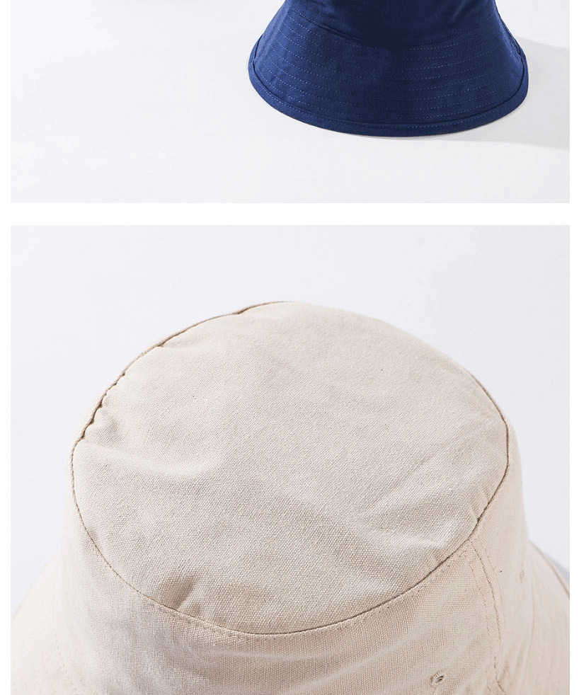 Fashion Navy Blue Wear Solid Color Cotton Fisherman Hat On Both Sides,Sun Hats