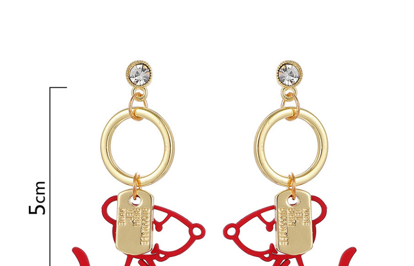 Fashion Red Diamond Pierced Alloy Earrings,Drop Earrings