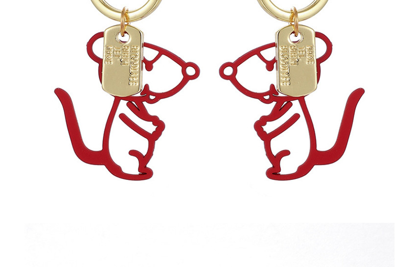 Fashion Red Diamond Pierced Alloy Earrings,Drop Earrings