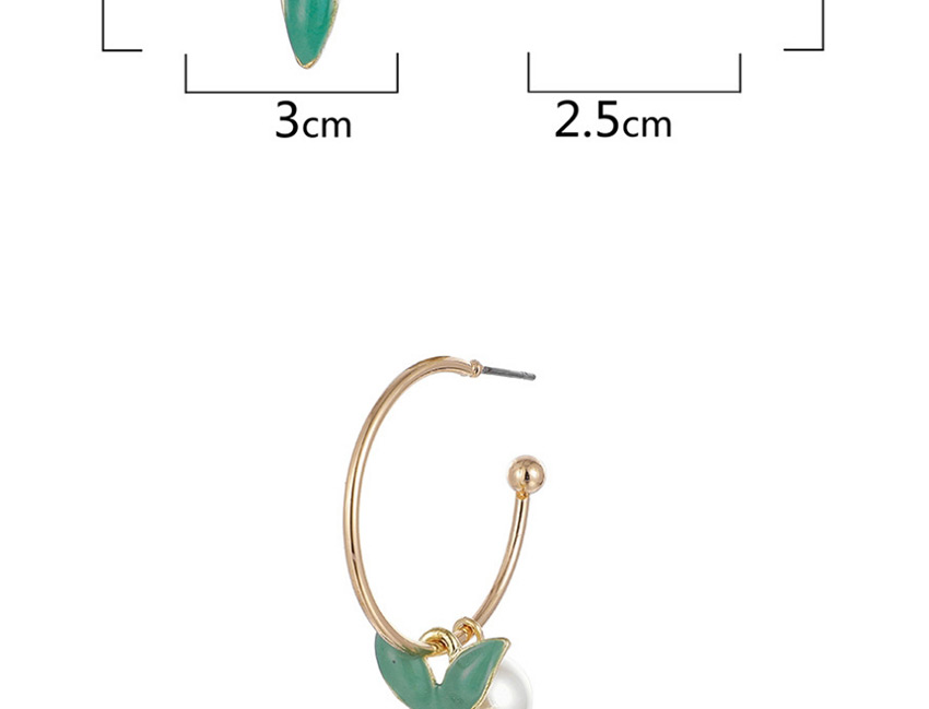 Fashion Green Asymmetrical Flower Pearl Drop Alloy Earrings,Drop Earrings