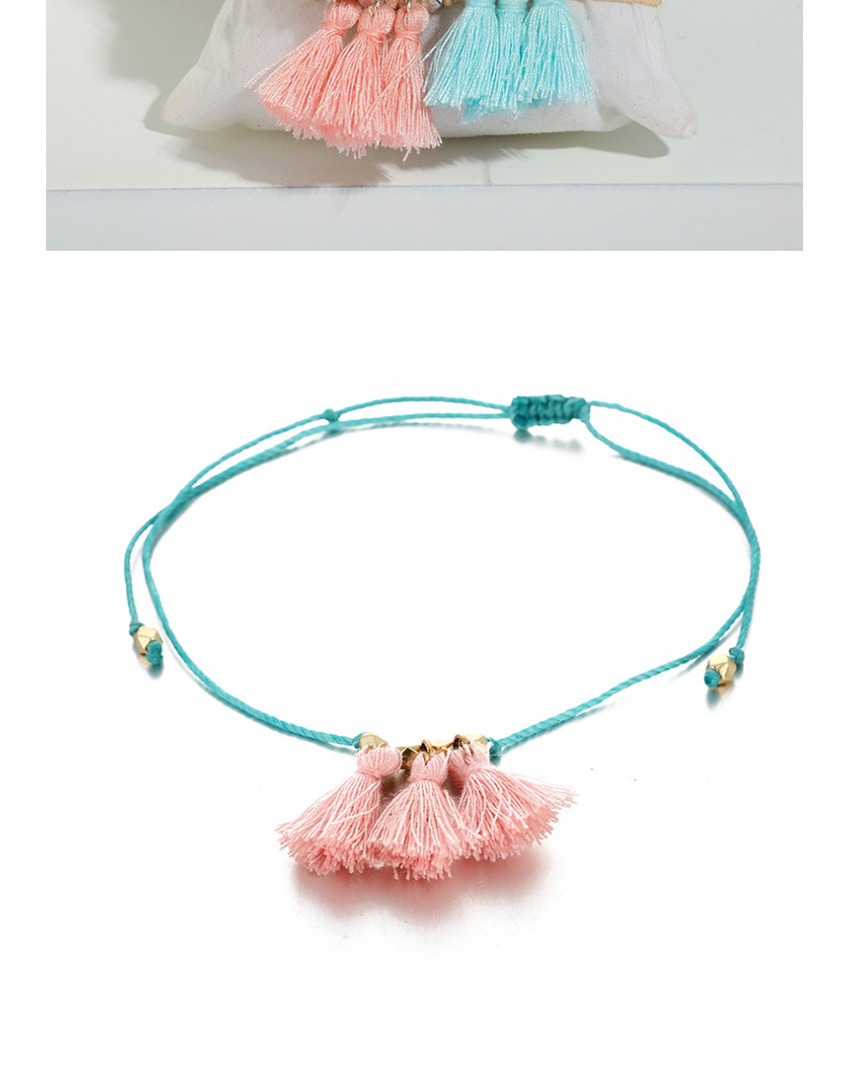 Fashion Pink Braided Wax Thread Single-layer Tassel Anklet,Fashion Anklets