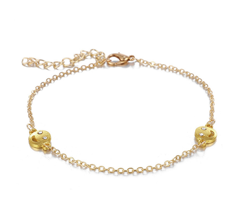 Fashion Golden Lips Smiley Letters Love Diamond Alloy Bracelet 5 Piece Set,Jewelry Sets