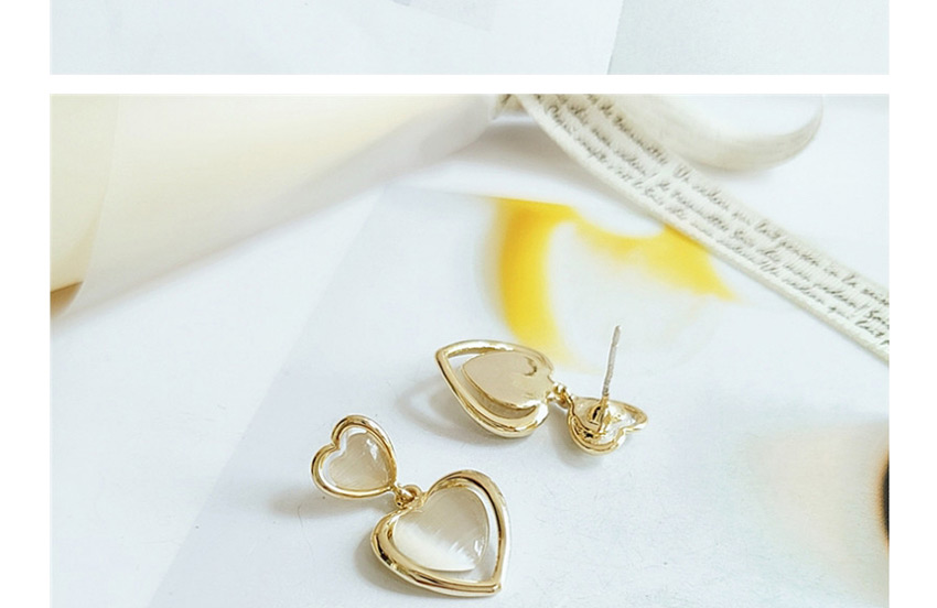 Fashion Yellow Alloy Diamond Love Heart Earrings,Drop Earrings