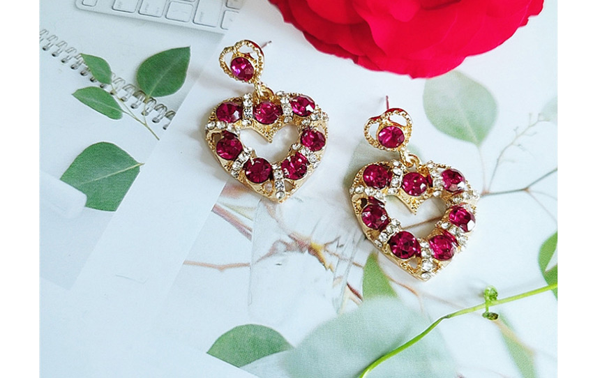 Fashion Red Love Diamond Pierced Earrings,Drop Earrings