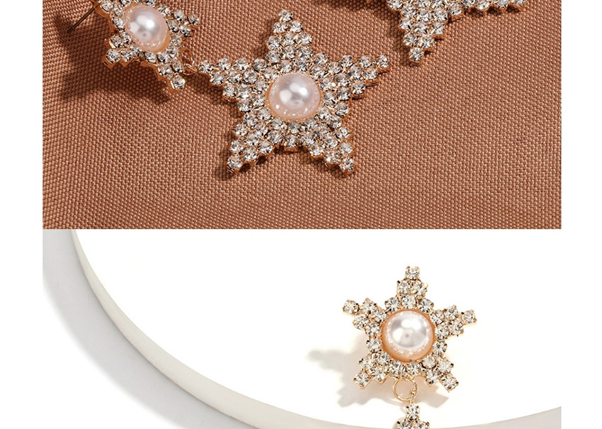 Fashion Silver Multi-layer Five-pointed Star Diamond Earrings,Drop Earrings