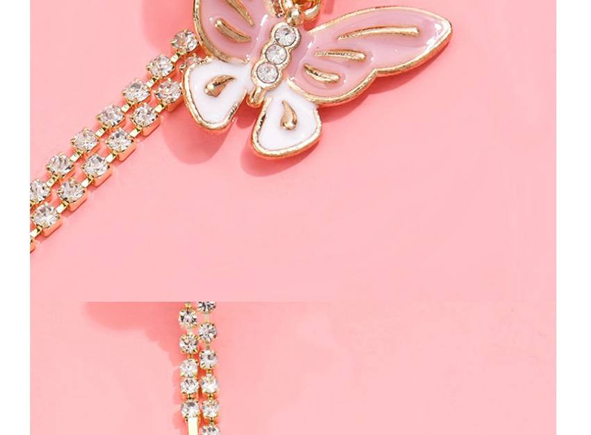 Fashion Pink Alloy Dripping Butterfly Tassel Earrings,Drop Earrings
