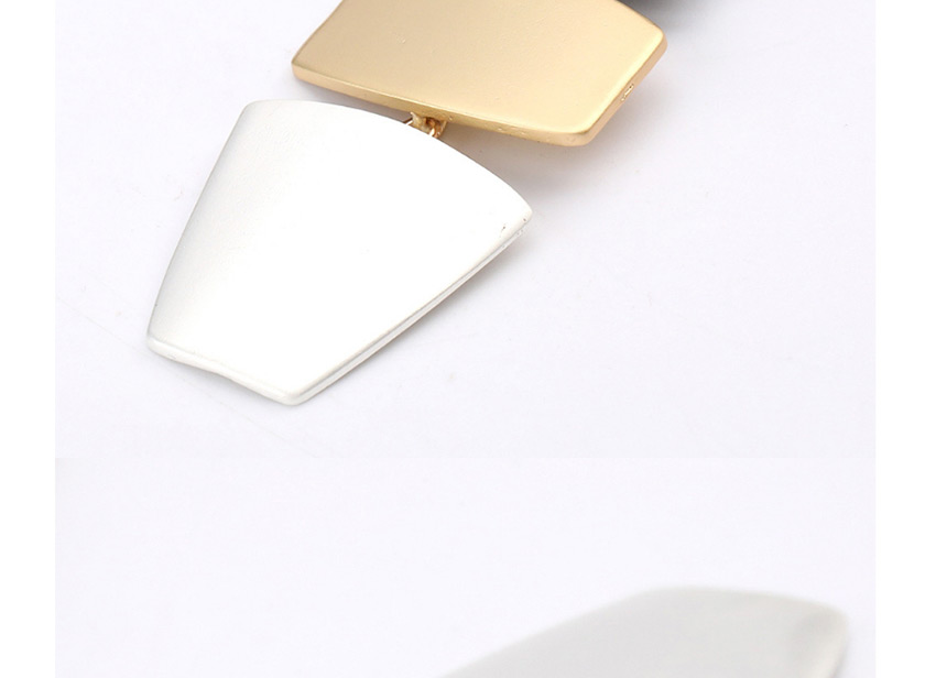 Fashion Black Gold White Geometric Alloy Multicolor Stitching Earrings,Drop Earrings