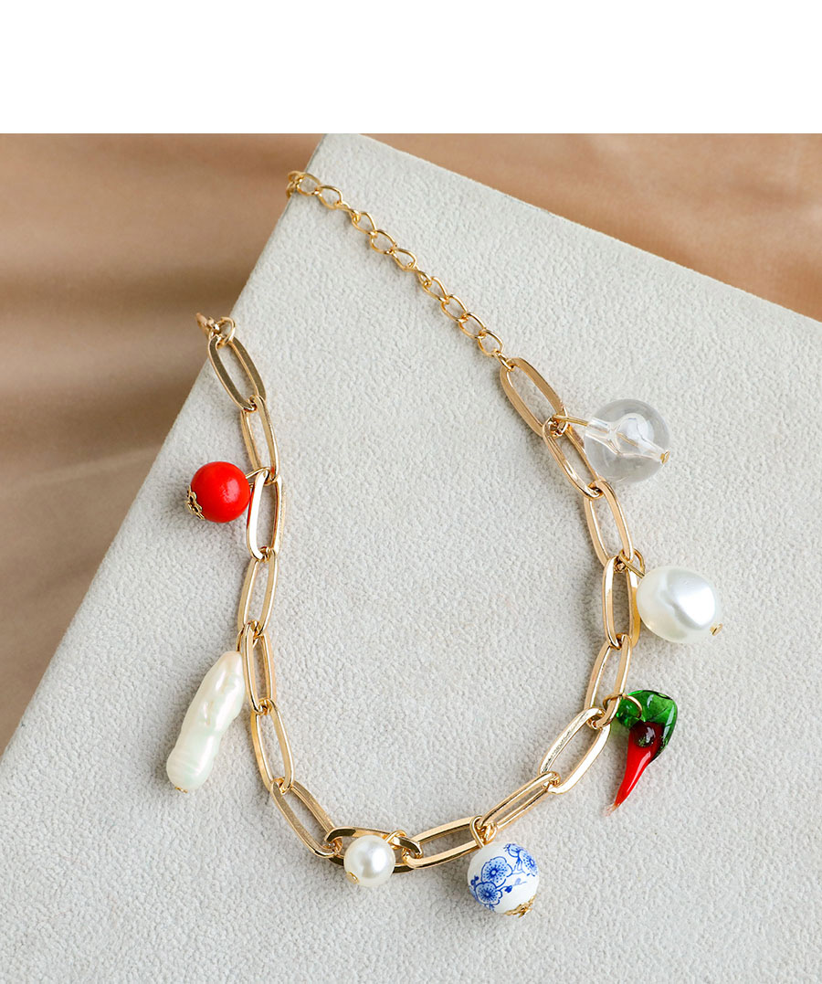 Fashion Golden Alloy Pearl Chain Bracelet,Fashion Bracelets