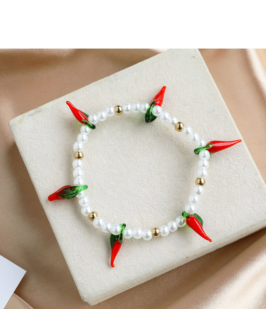 Fashion White Alloy Chain Resin Pearl Small Pepper Double Bracelet,Fashion Bracelets