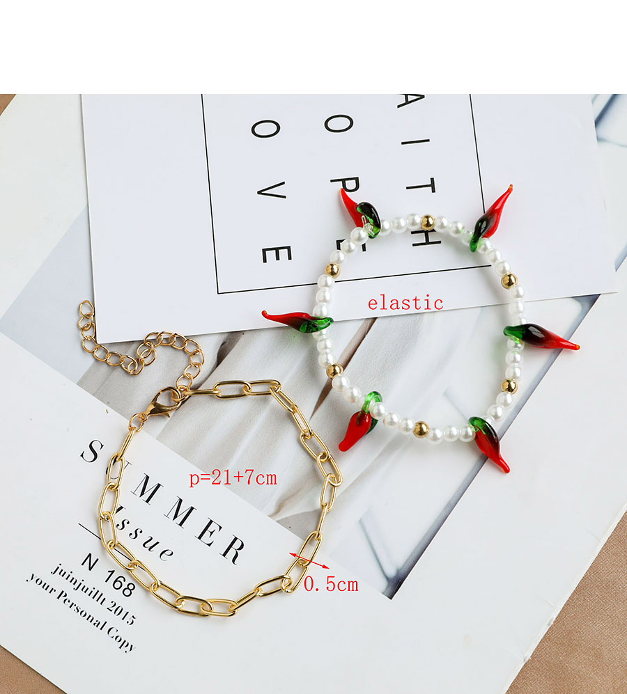 Fashion White Alloy Chain Resin Pearl Small Pepper Double Bracelet,Fashion Bracelets