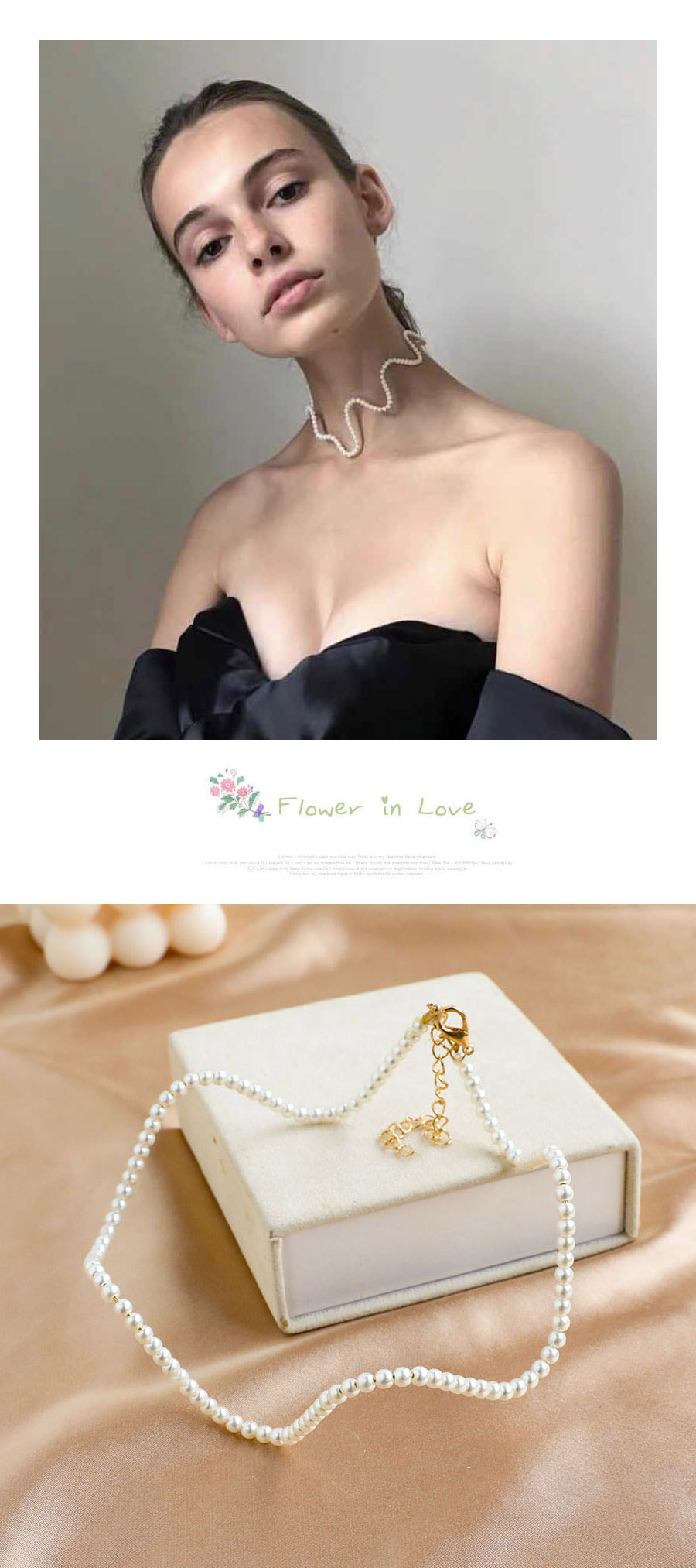 Fashion White Alloy Pearl Water Ripple Necklace,Chokers