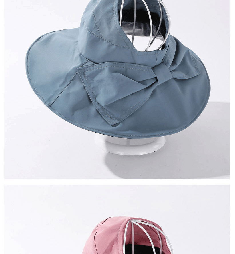 Fashion Blue Bow-shade Solid Color Empty Top Hat,Sun Hats