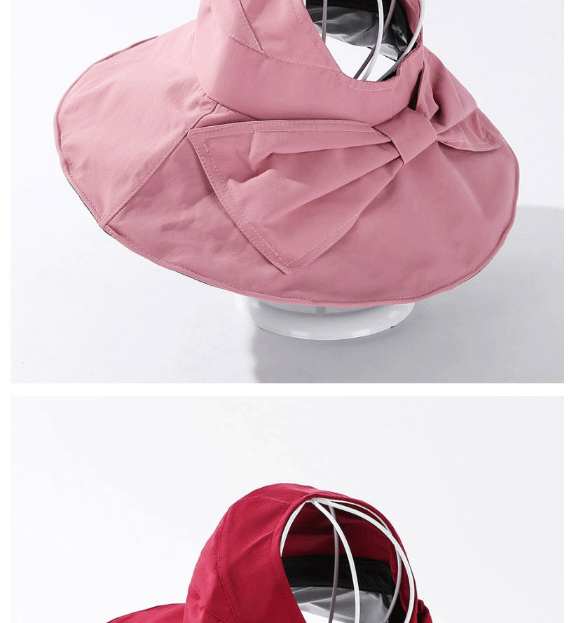 Fashion Pink Bow-shade Solid Color Empty Top Hat,Sun Hats