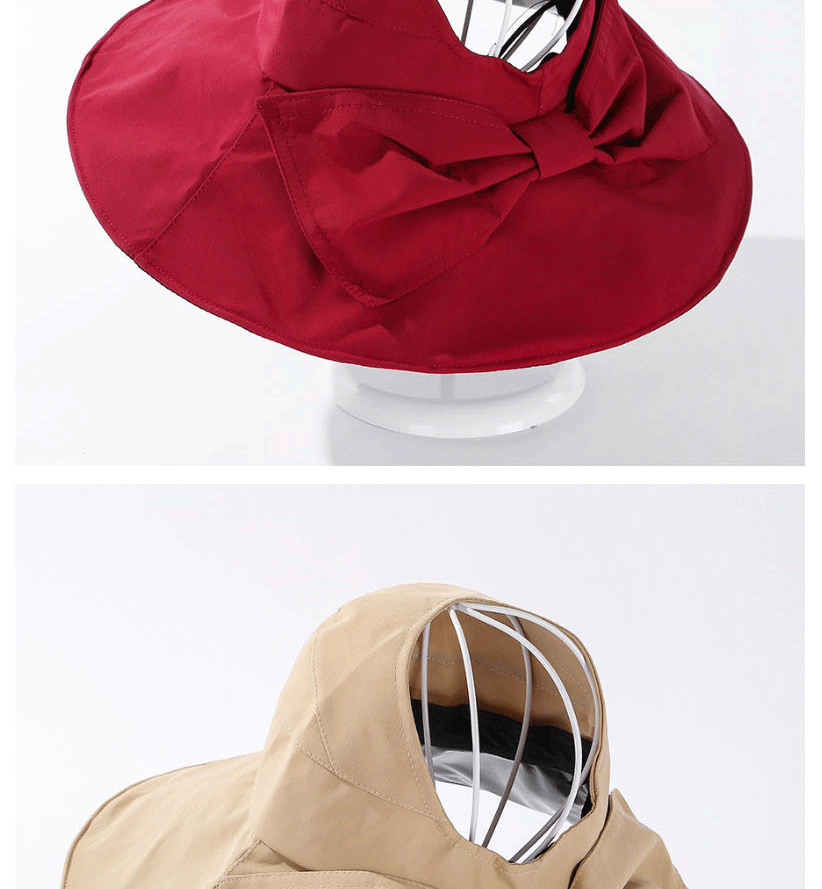 Fashion Red Bow-shade Solid Color Empty Top Hat,Sun Hats