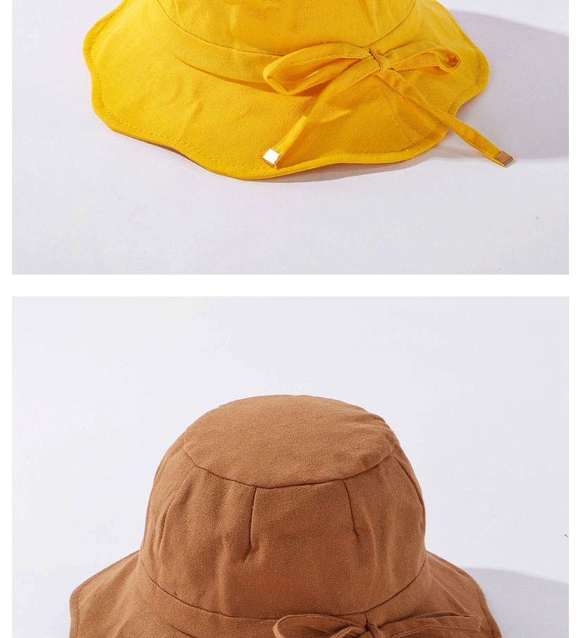 Fashion Yellow Irregular Side Cotton Tethered Fisherman Hat,Sun Hats