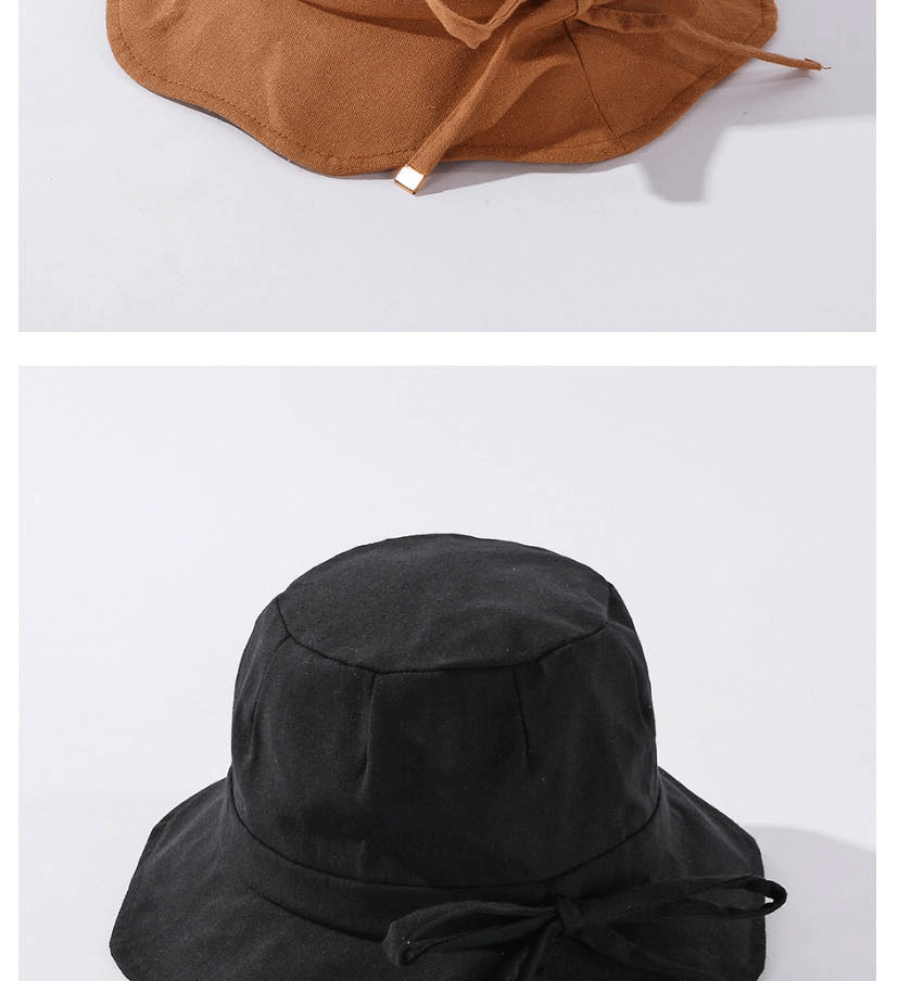 Fashion Black Irregular Side Cotton Tethered Fisherman Hat,Sun Hats