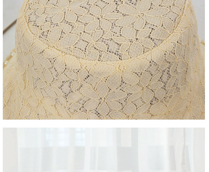 Fashion White Pearl Lace Flower Wide-brimmed Fisherman Hat,Sun Hats