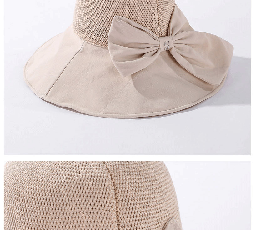 Fashion Beige Bowknot Knit Top Breathable Fisherman Hat,Sun Hats