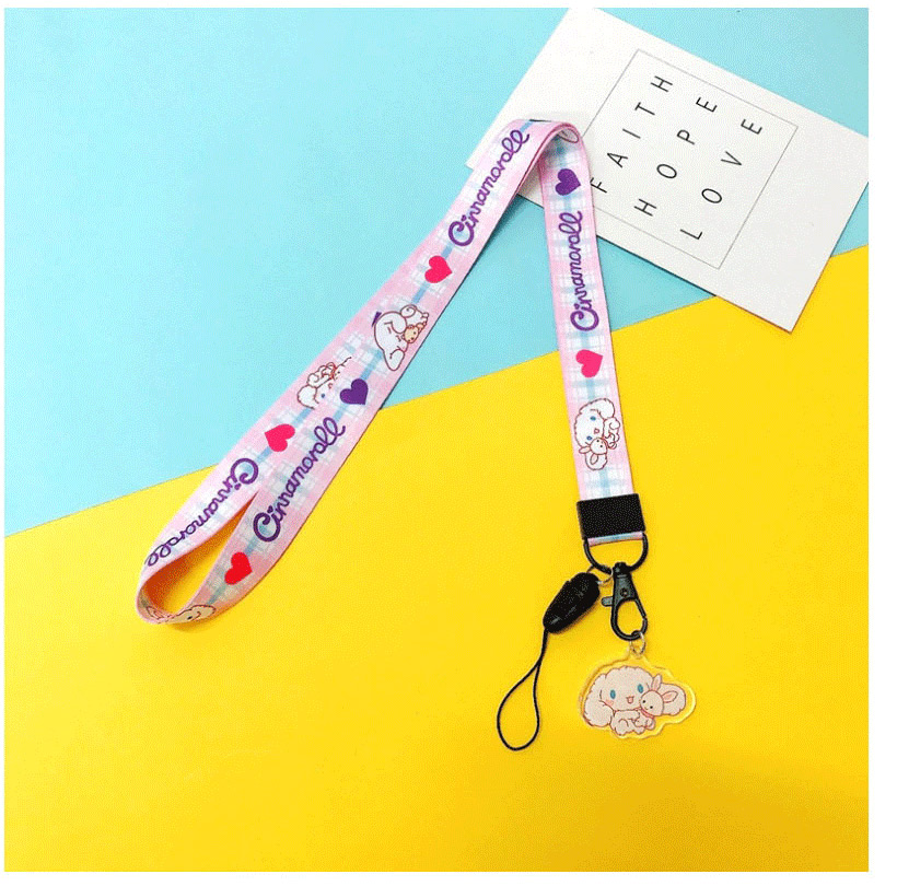 Fashion Pink Circus 【long Rope】 Printed Resin Flower Animal Widen Mobile Phone Lanyard,Phone Chain