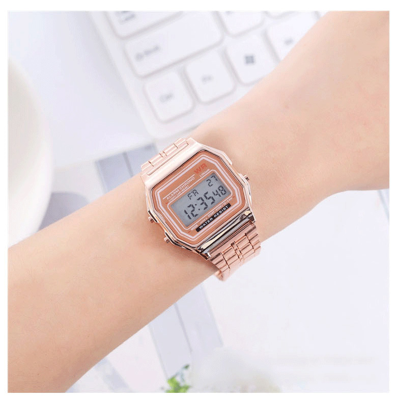 Fashion Black Alloy Electronic Square Steel Band Watch,Ladies Watches