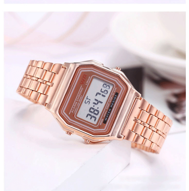 Fashion Silver Alloy Electronic Square Steel Band Watch,Ladies Watches