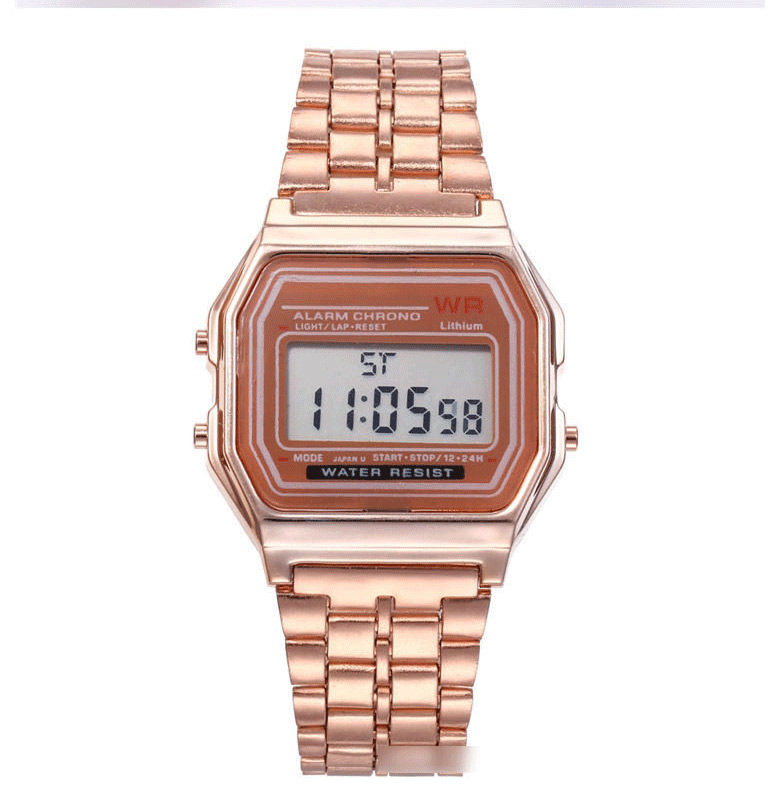 Fashion Silver Alloy Electronic Square Steel Band Watch,Ladies Watches