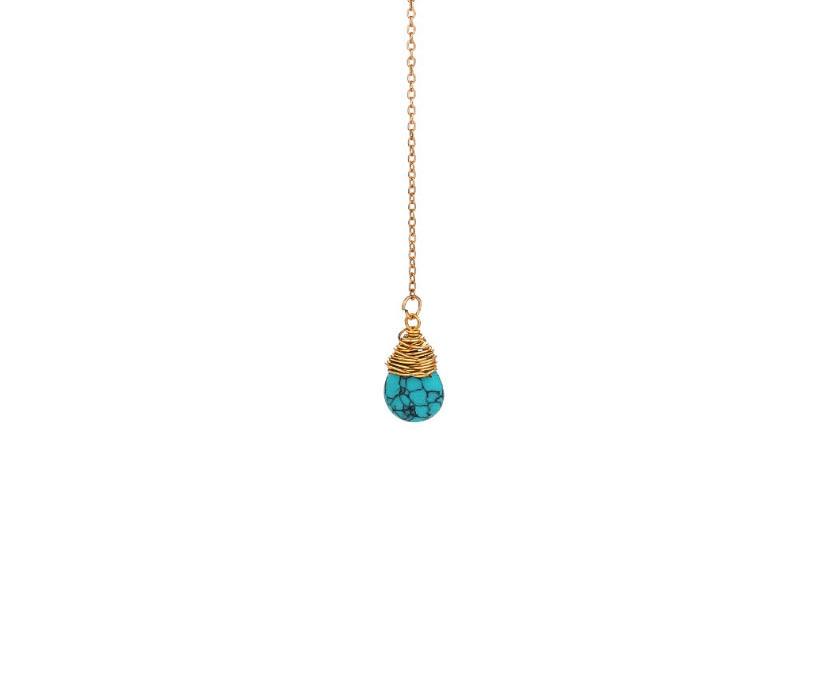 Fashion Green Natural Turquoise Drop Shaped Double-layer Necklace,Chains