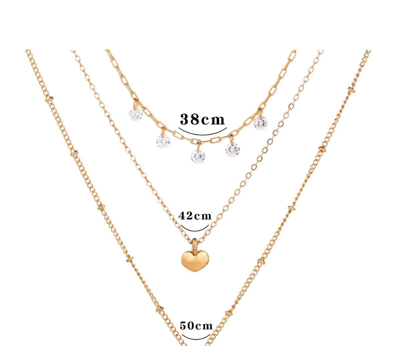 Fashion Golden Alloy Peach Heart Natural Abalone Shell Multi-layer Necklace,Chains