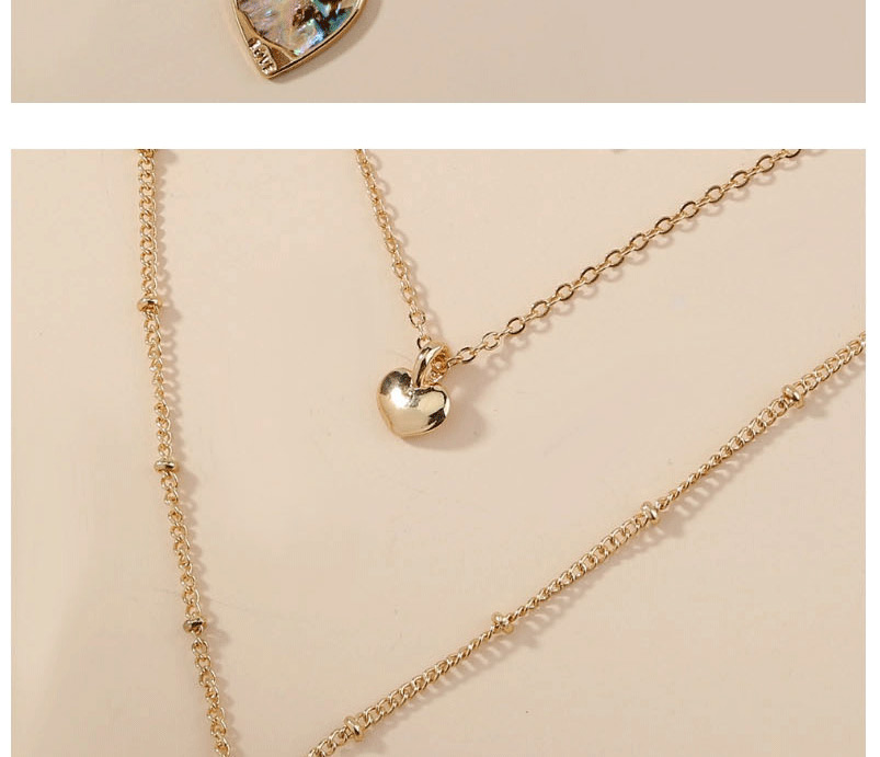 Fashion Golden Alloy Peach Heart Natural Abalone Shell Multi-layer Necklace,Chains
