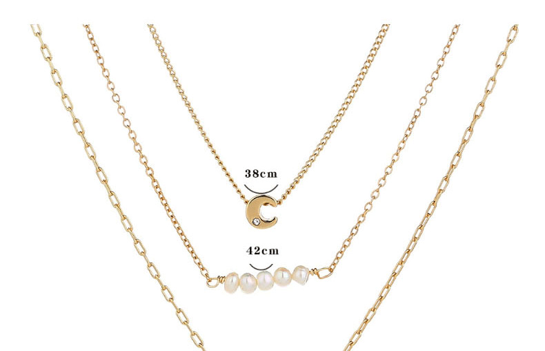 Fashion Golden Letter Natural Freshwater Pearl Resin Imitation Natural Stone Multilayer Necklace,Chains