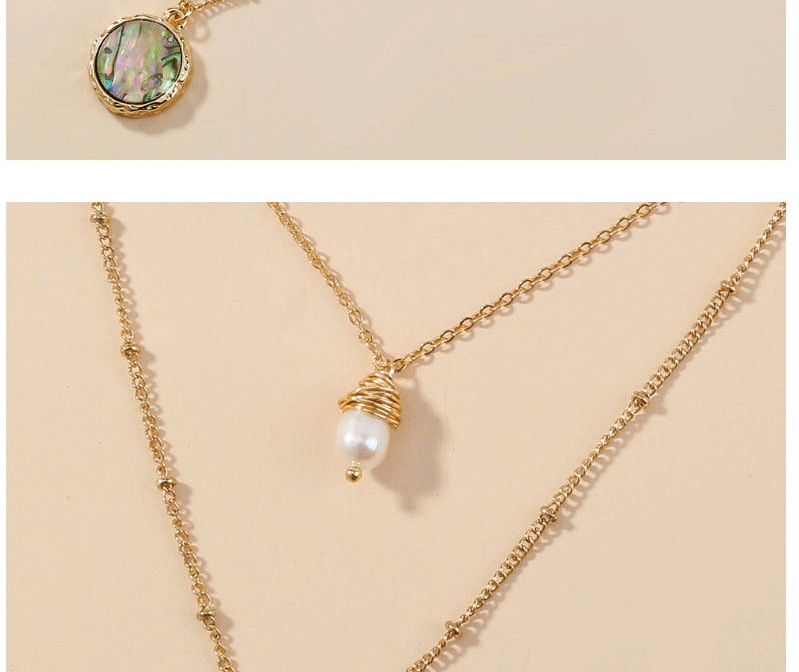Fashion Golden Flash Diamond Alphabet Natural Freshwater Pearl Shell Multilayer Necklace,Chains